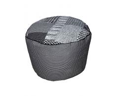 HomeMaison Pouf Rond Patchwork Ã Microbilles, Coton, Noir/Blanc, 50x30 cm