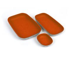 Pusher Lot de 3 Tapis de Rangement en Laine de Coton Orange 25 x 15 x 3 cm