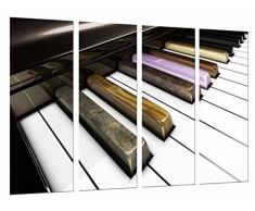 Tableau Moderne Photographique, Impression sur bois, Touches de piano, couleur tactile de décoration musicale, 131 x 62 cm, ref. 26766