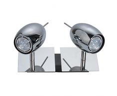 Urban moderne Spot mural design industriel 2 ampoules rotatif Chrome Métal Couleur déconomie dénergie ampoule LED inclus pour escalier, cuisine ou couloir Domaine + 2 * LED 5 W GU10