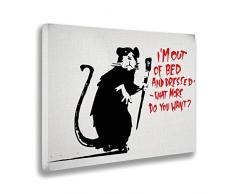 Giallobus Cadre déjà encadré - Impression sur Toile Canvas - Banksy - Im Out of Bed and Dressed - Peintures Modernes pour décoration Maison Design - Cuisine - Divers formats XXL - 70x50 cm