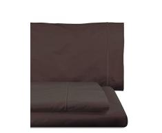 Home Royal - Parure de lit composÃ©e par 1 Drap Plat, 180 x 285 cm, 1 Drap Housse, 108 x 200 cm, 1 traversin, 45 x 130 cm, Couleur Chocolat