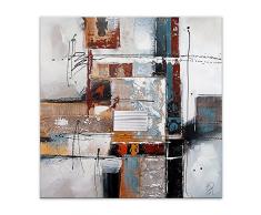 Arte Dal Mondo AS424X1 Abstrait Tableau Modern Peint Ã la Main sur Toile avec Chassis, Acrylique, Multicolore, 100 x 3,5 x 100 cm