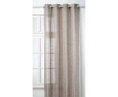 Linder 0167 /90/375AB Voilage Lin Raye Gris Oeillets Alu Brossé 145 x 260 cm