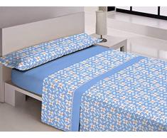 Libela Jeu de draps Bleu Lit 150 cm