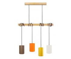 Tosel 21058 Lustre 4 Lumières Bois, E14, 40 W, Noir, 80 x 180 cm