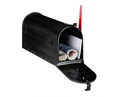 Relaxdays 10028066 Boîte aux Lettres US, Vintage, Poste américaine, Compartiment à journaux, 25x19x52,5 cm, Drapeau Rouge, Noir, Acier, 1 élément