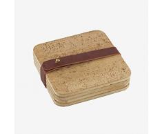 Better & Best Jgo Lot de 4 dessous de verre carrÃ©s en liÃ¨ge avec fermeture en cuir 10,2 x 10,3 x 2,5 cm