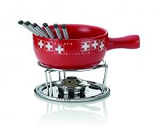 Kela 61303 service à fondue à fromage, 6 personnes, 10 pièces, céramique et métal chromé, âBernâ