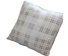 Comptoir du linge Coussin écossais imprimé Naturel, Microfibre, Beige, 50x50 cm