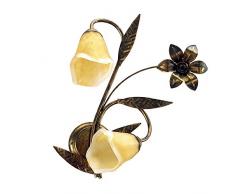 ONLI - Applique murale 2 bras en mÃ©tal marron avec nuances dorÃ©es et verres couleur ambre