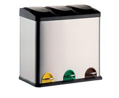 MSV 100812 Poubelle en Acier Inoxydable Gris, Plastique, Argent, 30 x 20 x 15 cm