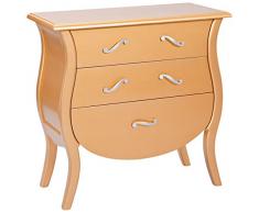 Links 85400160 Barokko Commode 3 Tiroirs MDF , Bois de bouleau massif Or 70x40x78 cm