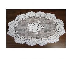 Just Contempo Chemin de Table, Polyester, Macramé Blanc, Oblong 14 x 45 inches