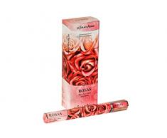 Encens Ã bÃ¢tonnets fabriquÃ© en Inde Parfum Rose â Lot de 6 avec 20 bÃ¢tonnets par Paquet â DurÃ©e de bÃ¢tonnet 2 Heures