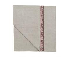 Sabot Living Plaid brodé, Lin, Beige et Bordeaux, Individuel, 200 x 110 x 3 cm