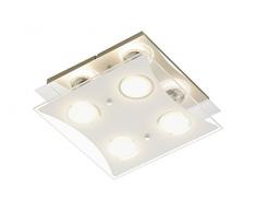 Briloner Leuchten 3599-048 LED, plafonnier, Spots, Lampe Salon,carrÃ©, MÃ©tal, GU10, 3 W, Chrome, 25 x 25 x 8.1 cm