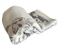 JOWOLLINA Doubleface Couverture en Laine 100% Laine 130 x 200 cm Blanc/Gris