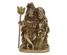 Shalinindia Sculpture Religieuse Dieu Shiv et Parvati DorÃ© 3,2 x 2,5 x 5,7 cm