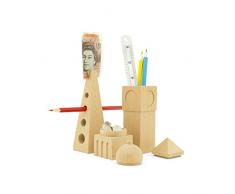 Luckies Ensemble dâorganisateur de bureau en bois - Ãléments de rangement pour bureau à lâeffigie de Londres - Conteneur pour stylos, crayons et fournitures - Ensemble à 3 éléments