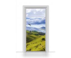 Papier peint autocollant pour porte 1 pièce (montagnes, mer, nouvelle Zélande, auen Land, hobbits) Autocollants 93 x 205 cm