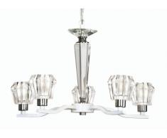 Oaks Lighting Vita Plafonnier 5 lampes en forme de c avec abat-jours en verre Transparent/blanc