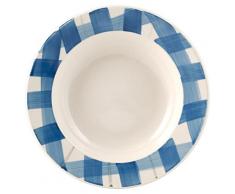 H&H H & H - Assiette Creuse en céramique - Bleu/Ivoire, 21 cm
