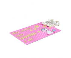 Relaxdays Paillasson licorne rose 60x40 cm étoiles tapis dâentrée licorne antidérapant fille enfants, rose