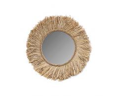 Bazar Bizar JABR002N-M-60 Miroir Rond Mural en Raphia avec Cadre, Taille M, Naturel