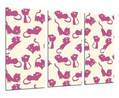 Tableau Moderne Photographique, Impression sur bois, Animaux Décoration Chats Blanc et Rose, 97 x 62 cm, ref. 26893