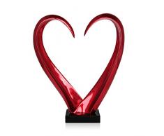 Arte Dal Mondo D5040HR Amour Statue Sculpture Abstraite en rÃ©sine dÃ©corÃ©e Ã la Feuille mÃ©tallique Rouge avec Socle en marbre, 48 x 40 x 15 cm