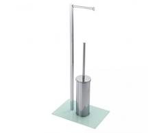 FERIDRAS 154031Â Lampadaire Brosse de Toilettes et Porte-Rouleau, Chrome, 77Â x 28Â x 83Â cm
