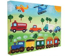 Stupell Industries la chambre denfant par Stupell Planes, Trains, et automobiles surdimensionnÃ© tendue sur toile DÃ©coration murale, 24Â x 1,5Â x 30, fabriquÃ© aux Ãtats-Unis dAmÃ©rique, tissu, Multi, 24Â x 1.5Â x 30Â cm