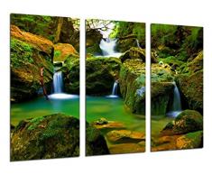 Tableau Moderne Photographique, Impression sur bois, Paysage chute deau dans la forêt, 97 x 62 cm, ref. 26386