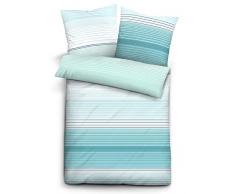 Biberna 0068574 Parure de lit en Satin de Coton avec taie doreiller Bleu Glacier 1 Housse de Couette 135 x 200 cm et 1 taie doreiller 80 x 80 cm