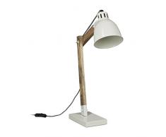 Relaxdays Lampe de bureau design scandinave bois et couleur laquÃ©e rÃ©tro vintage HxlxP: 65 x 40 x 15 cm abat-jour mÃ©tal, blanc