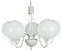 Tosel 20776 Lustre - London Tube et tÃ´le Acier, Peinture Ã©poxy, Boules en ver, E14, 60 W, Blanc