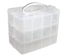 Rayher Boite de Rangement avec PoignÃ©e de Transport Boite de Rangement Ã 17 Compartiments, 23,1 x 15,6 x 18,5cm, Transparent