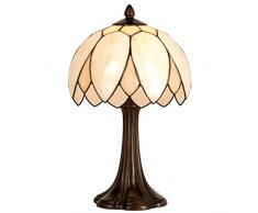 Lumilamp 5LL-5135 Lampe de table Tiffany Style Crème à 25 x 42 cm 1 ampoule E14 max. 60 W Parapluie décoratif en verre coloré fait à la main Style rétro antique