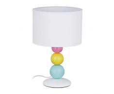 Relaxdays 10028040 Lampe de Table, veilleuse avec Pied Boule coloré, Douille E14, Abat-Jour Rond, HxD 40,5 x 26 cm, Blanc, 5 x 26 x 26 cm