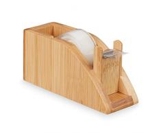 Relaxdays 10024619 Dévidoir Bureau Bambou, Distributeur de Bande adhésif Rouleau de 25 mm, Bricolage, Naturel, métal, Nature, Taille Unique