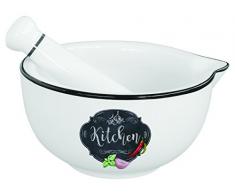 R2S 1607KIBK Mortier et Pilon, Porcelaine, Blanc, 50 x 40 x 5 cm