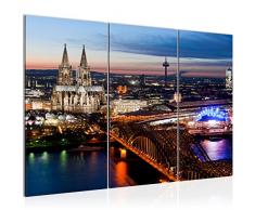 Tableau decoration murale Ville Cologne 120 x 80 cm - XXL Impression sur Toile Salon Appartment 3 Parties - prÃªt Ã accrocher - 601531a