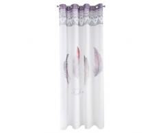 Design91 Rideaux Lisses Transparents à 8 Åillets - Rideaux Souples Modernes et sobres pour Chambre à Coucher, Chambre denfant, Salon, Blanc + Argent + Violet, 140 x 250 cm