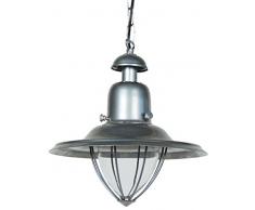 Tosel E1041 Suspension - Pêcheur Tôle et Tube Acier, Peinture époxy, Verre soufflé, E27, 100 W, Aluminium
