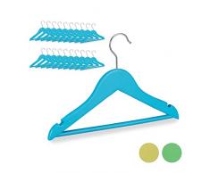 Relaxdays 10026614_1041 Bois 20 Cintre Traverse Crochet 360 vêtements bébé Enfant, Bleu, métal, 19 x 30,5 x 1cm