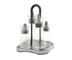 CHIO Set Huilier, Verre, Transparent/Noir, 4 PiÃ¨ces