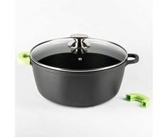 Faitout fabriqué en aluminium fondu, fond Full induction lisse 24 cm Noir