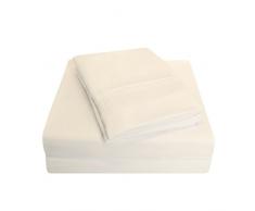 Qualité supérieure Ultra Doux Poids léger résistant aux Rides de lit avec Broderie Peaks dans Un Coffret Cadeau, 100% Microfibre brossé, Ivoire, Double, 3 pièces Taille L/XL