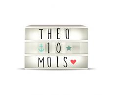 TOM ET ZOE PU2019G/WEB Boite Lumineuse à Message A4 + 85 Lettres ABS + PVC Gris 30, 20 x 5, 60 x 22, 30 cm